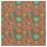 Tropical Hibiscus Monstera Leaf Green Pattern  Fabric