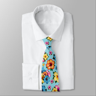 Tropical Hibiscus Neck Tie