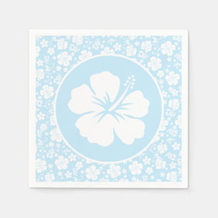 Tropical Hibiscus on Blue Napkins