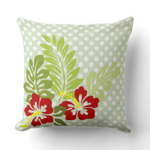Tropical Hibiscus on Polka Dot Pattern