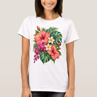 Tropical Hibiscus Orchid Womens T-Shirt