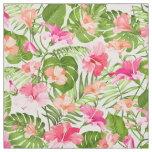 Tropical hibiscus palm monstera pattern fabric