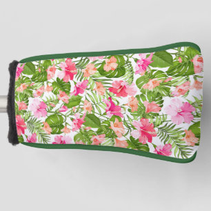 Tropical hibiscus palm monstera pattern golf head cover