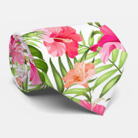 Tropical hibiscus palm monstera pattern