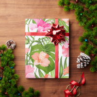 bright red tropical hibiscus flower wrapping paper, Zazzle