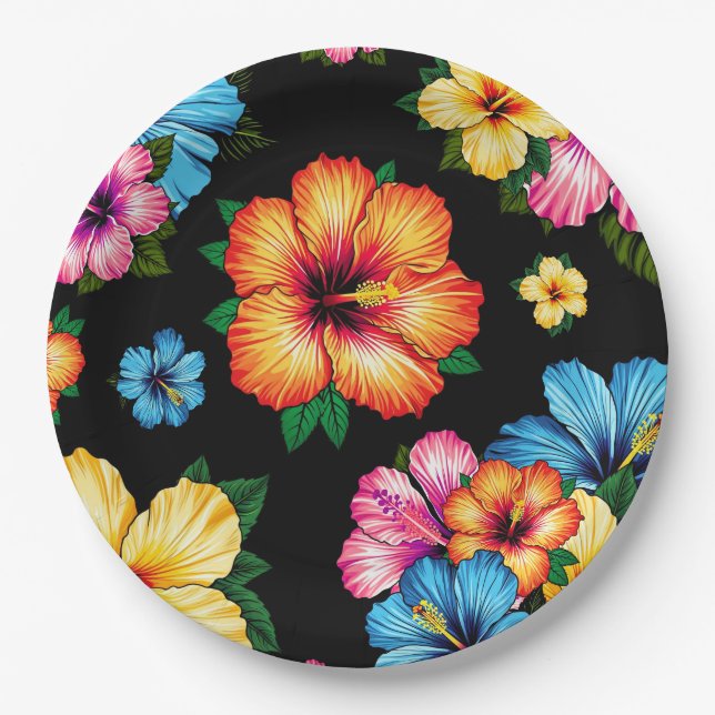 Tropical Hibiscus  Paper Plates (Front)