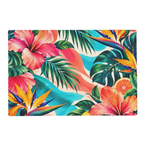 Tropical Hibiscus Paradise Botanical Art Placemat