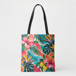 Tropical Hibiscus Paradise Botanical Art Tote Bag