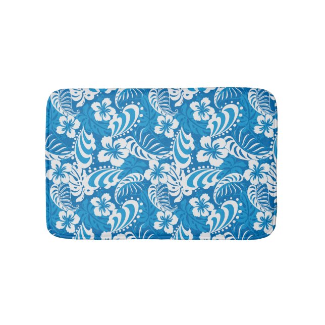 Tropical Hibiscus Pattern Bath Mat (Front)