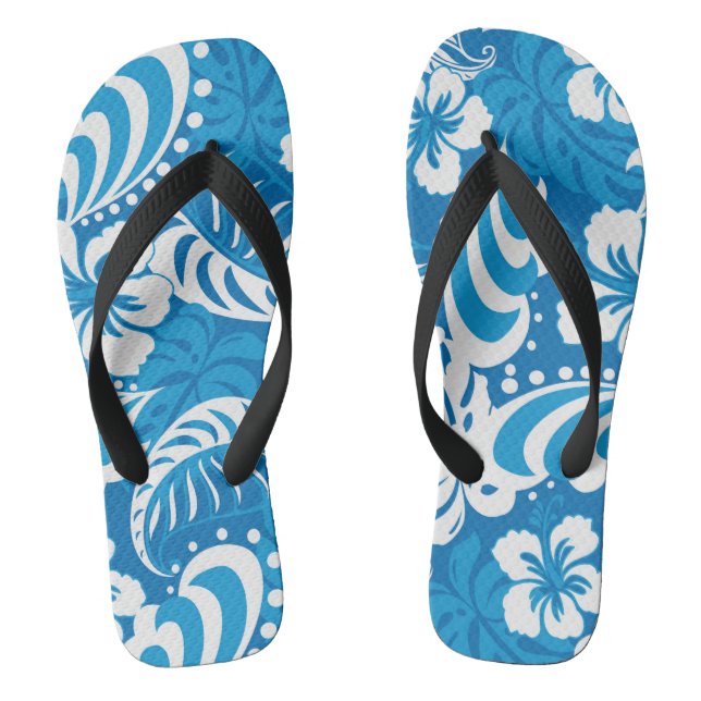 Tropical Hibiscus Pattern Flip Flops (Footbed)