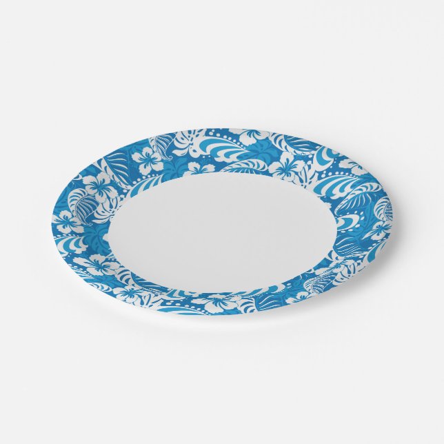 Tropical Hibiscus Pattern Paper Plates (Angled)