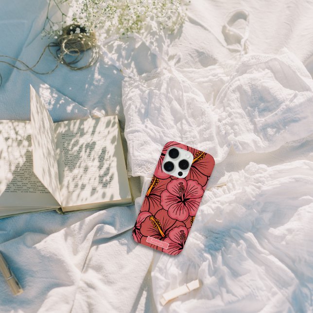 Tropical hibiscus pattern personalized iPhone case (Creator Uploaded)