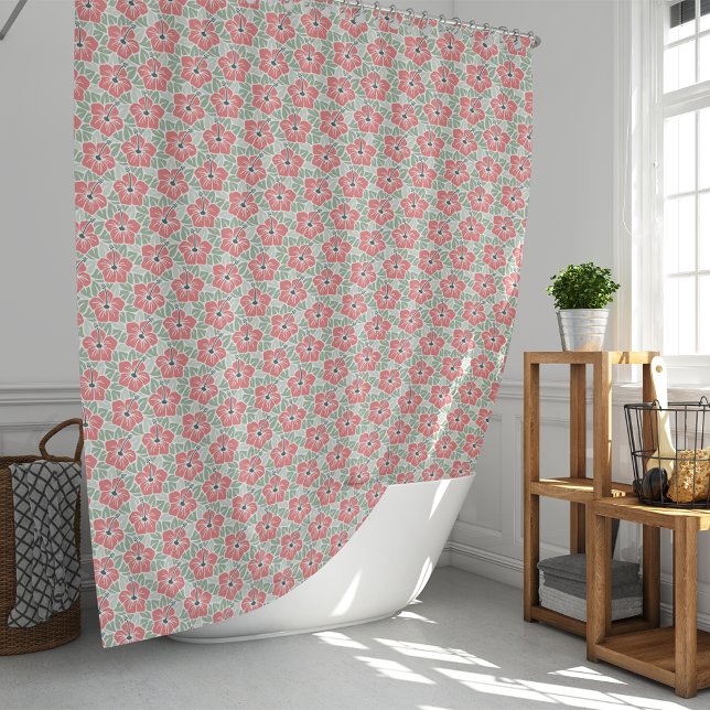 Tropical Hibiscus Pattern Shower Curtain (Creator Uploaded)