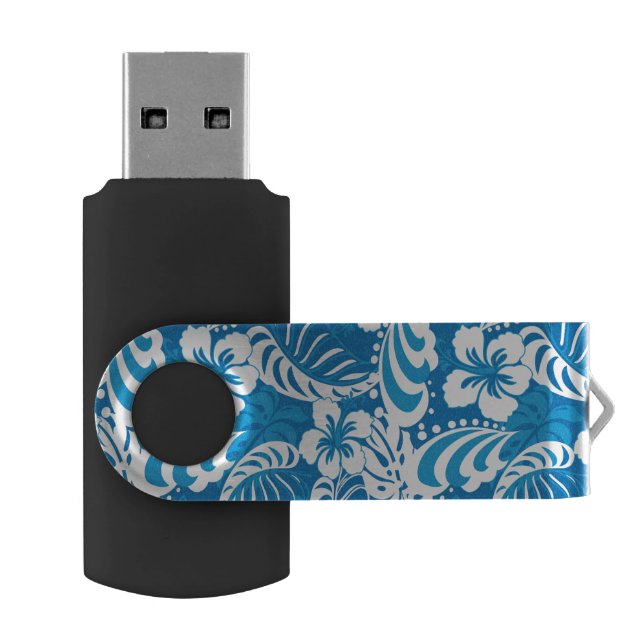 Tropical Hibiscus Pattern USB Flash Drive (Opened)