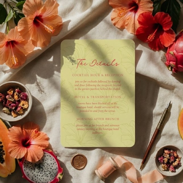 Tropical Hibiscus Pattern Vibrant Wedding Enclosure Card (Invite guests to your destination wedding day with this Tropical Hibiscus Pattern Vibrant Card!)