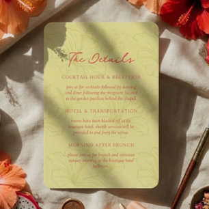 Tropical Hibiscus Pattern Vibrant Wedding Enclosure Card