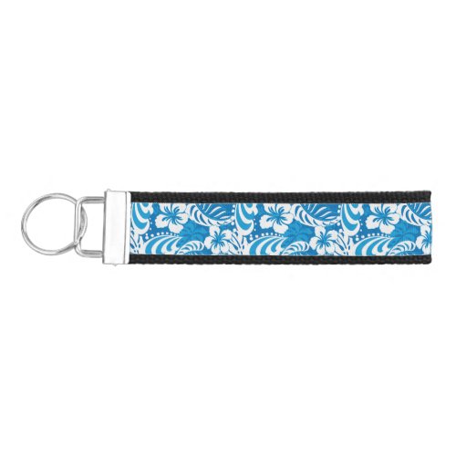 Tropical Hibiscus Pattern Wrist Keychain