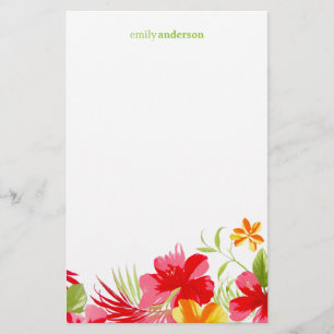 Tropical Hibiscus personalized stationery