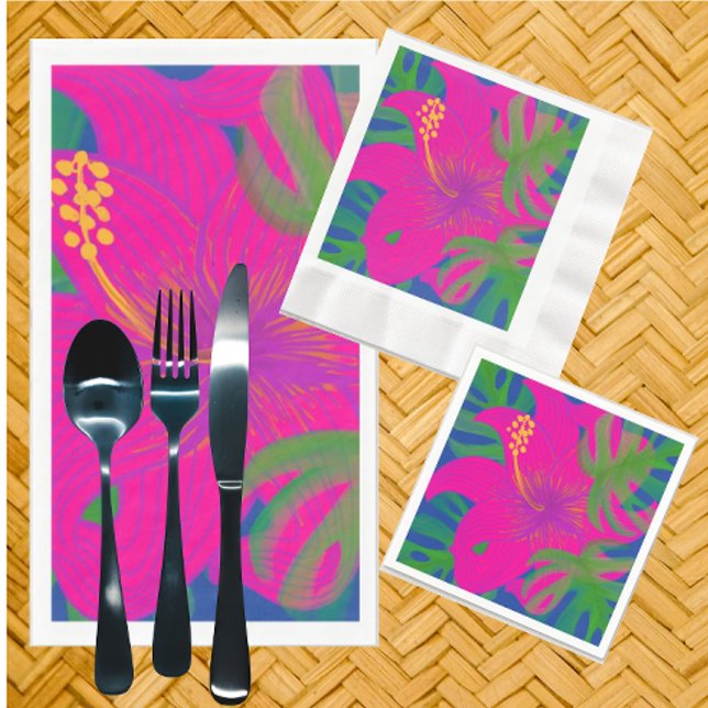 Tropical Hibiscus Philodendron  Napkins (Perfect for your summer entertaining!)