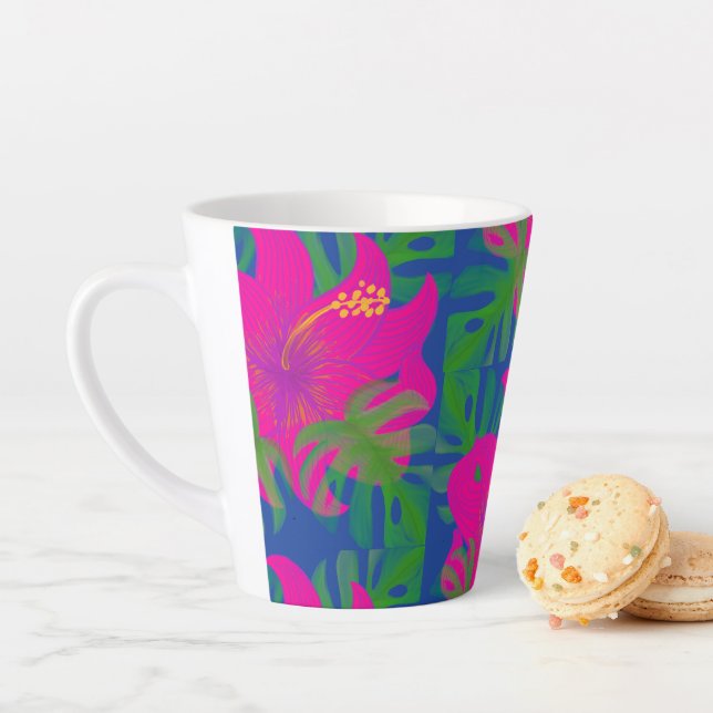 Tropical Hibiscus Philodendron Tropical  Latte Mug (In Situ)