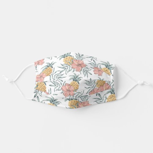 Tropical Hibiscus  Pineapple Pattern Adult Cloth Face Mask