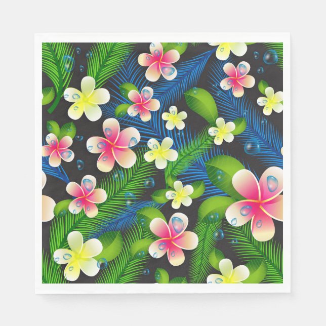 Tropical Hibiscus Pink And Yellow Napkins (Front)