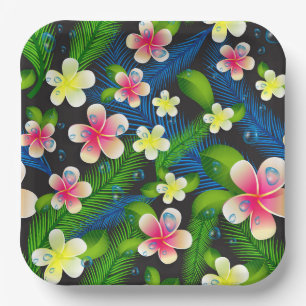 Tropical Hibiscus Pink And Yellow Napkins Paper Plates