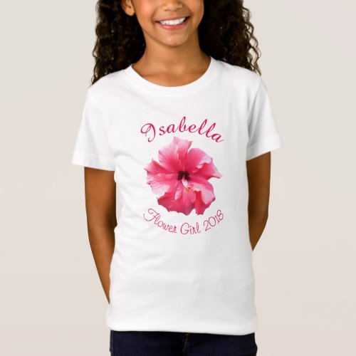 Tropical Hibiscus Pink Flower Girl T_Shirt