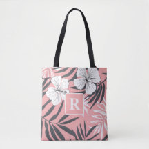 Tropical Hibiscus pink Monogram personalized