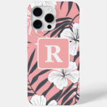 Tropical Hibiscus pink personalized Monogram