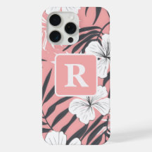 Tropical Hibiscus pink personalized Monogram