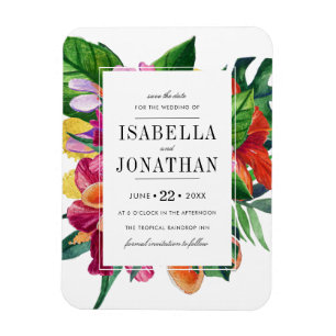 Tropical Hibiscus, Plumeria & Palm Save The Date Magnet