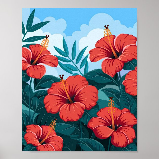 Tropical Hibiscus Poster – Colorful Flower  (Front)