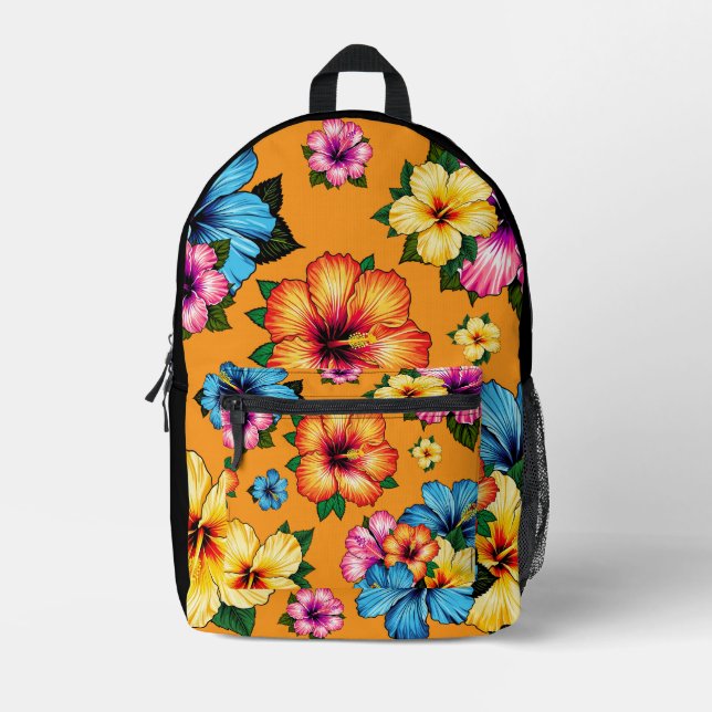 Tropical Hibiscus  Printed Backpack (Front)