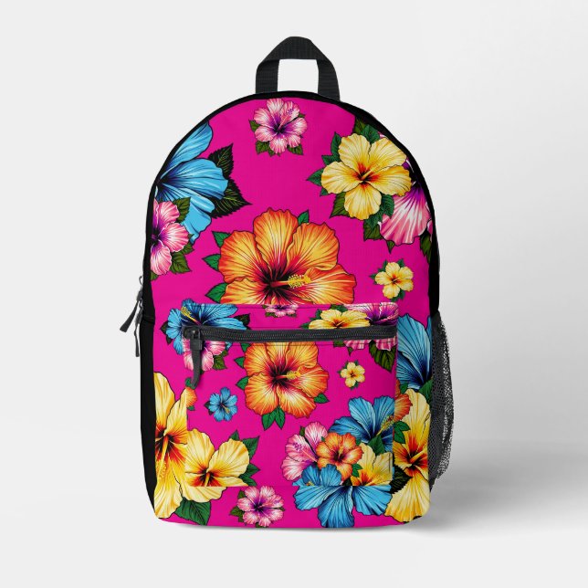 Tropical Hibiscus  Printed Backpack (Front)