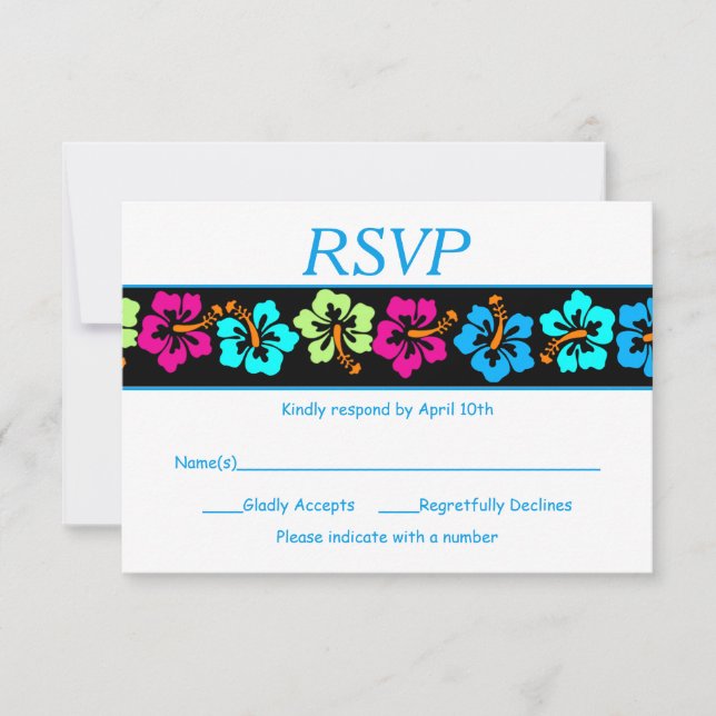 Tropical Hibiscus - RSVP Card (Front)