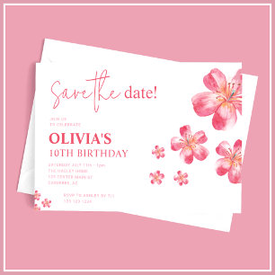 Tropical Hibiscus Save the Date Birthday Invitation