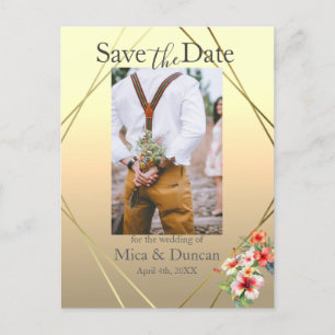 Tropical Hibiscus Save the Date Photo QR Code Postcard
