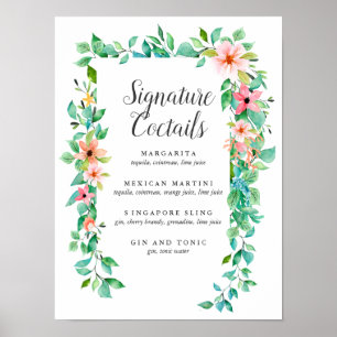 Tropical Hibiscus Signature Cocktail Menu Sign