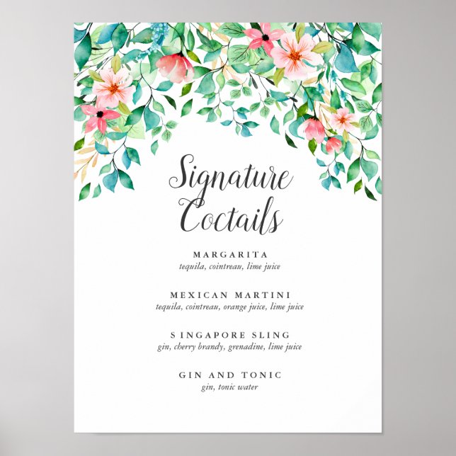 Tropical Hibiscus | Signature Cocktail Menu Sign (Front)