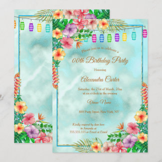 Tropical Hibiscus Summer Birthday Party Invitation