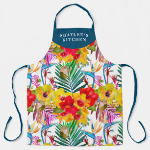 Tropical Hibiscus Summer Pattern Apron