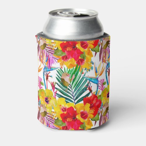 Tropical Hibiscus Summer Pattern Can Cooler