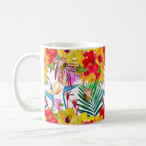 Tropical Hibiscus Summer Pattern Coffee Mug