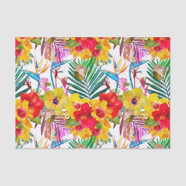 Tropical Hibiscus Summer Pattern Tissue Paper (Front)