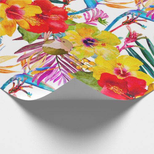 Tropical Hibiscus Summer Pattern Wrapping Paper