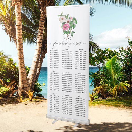 Tropical Hibiscus Summer Wedding Seating Chart Retractable Banner