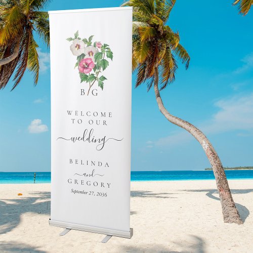 Tropical Hibiscus Summer Wedding Welcome Retractable Banner