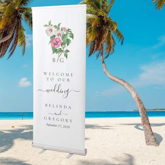 Tropical Hibiscus Summer Wedding Welcome Retractable Banner (Tropical Hibiscus Summer Wedding Welcome Retractable Banner)