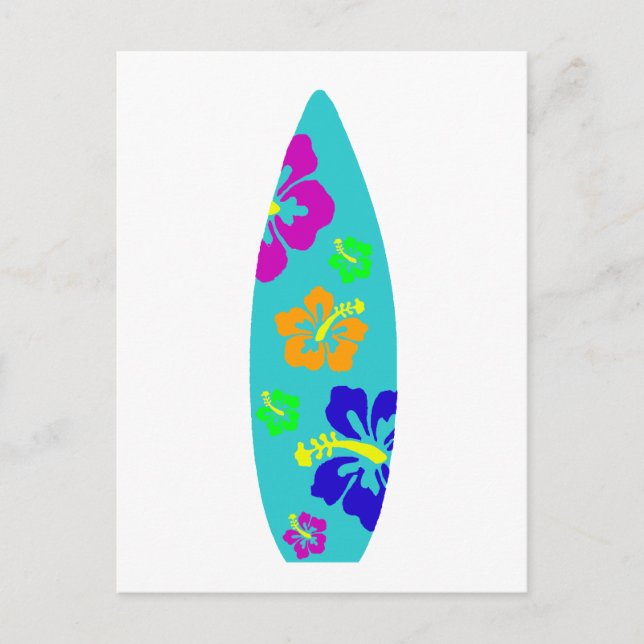 Tropical Hibiscus Surfboard Postcard (Front)